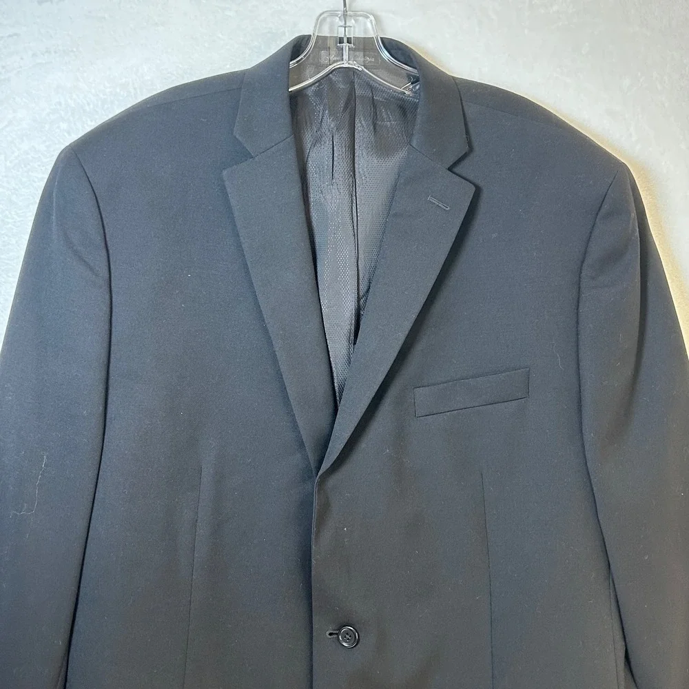 Michael Kors Mens Black 100% Wool Two Button Blazer Jacket 48L